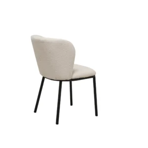 Alaska white dining chairs set of 2 modern boucle fabric black metal frame contemporary design