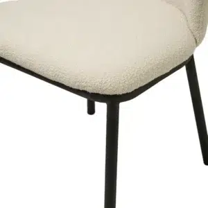 Alaska white dining chairs set of 2 modern minimalist design boucle fabric black frame