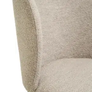 Modern latte boucle dining chairs with black metal frame and textured upholstery for stylish interiors