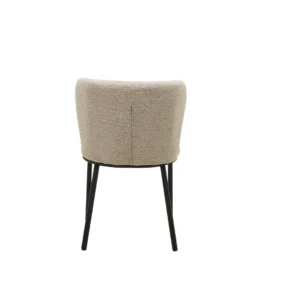Alaska dining chairs latte set of 2 modern boucle upholstery black metal frame neutral tone