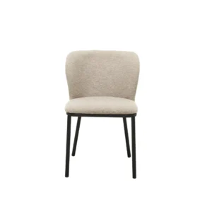 Modern latte boucle dining chairs with black metal frame for contemporary spaces