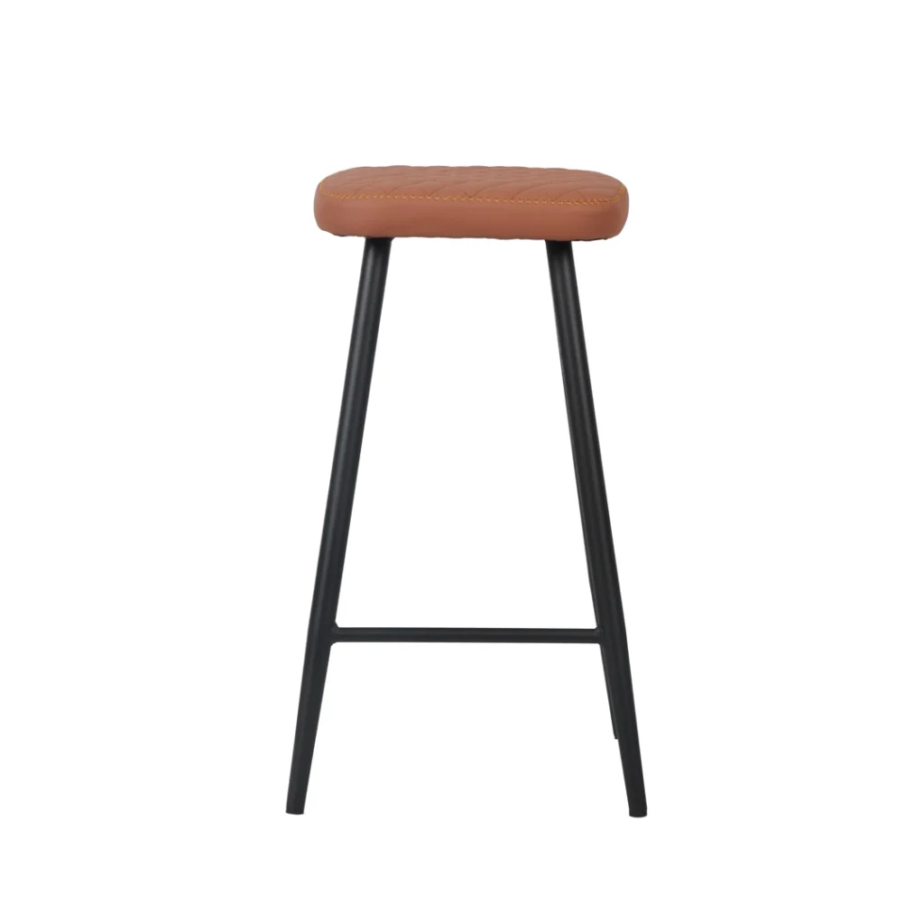 Aruba tan bar stools set of 2 minimalist design PU seat metal base kitchen island seating