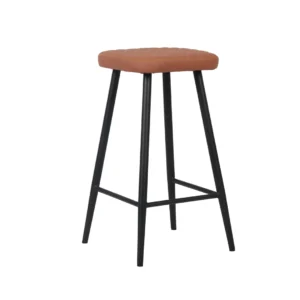Aruba tan bar stools set of 2 modern minimalist design with PU seat and metal base