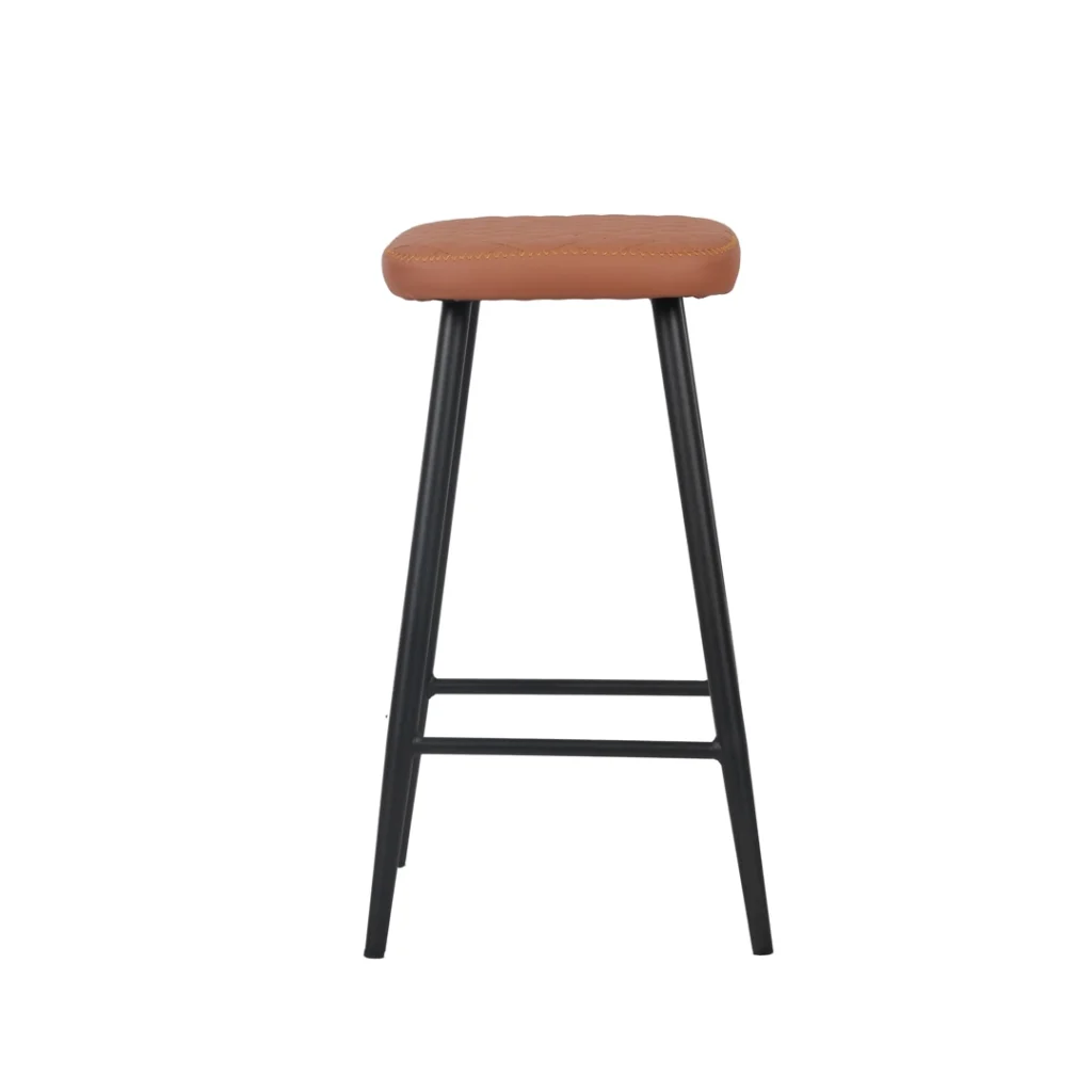 Aruba tan bar stools set of 2 sleek minimalist design with PU seat and metal base