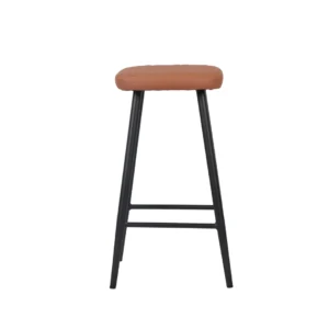 Aruba tan bar stools set of 2 sleek minimalist design with PU seat and metal base