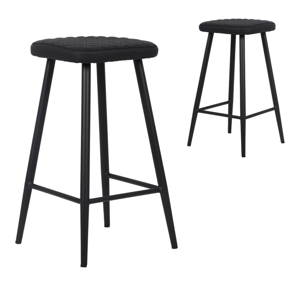 Aruba black bar stools set of 2 elegant minimalist design with ergonomic comfort