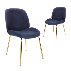 Asta dining chairs in ink velvet with golden legs for modern elegance and comfort