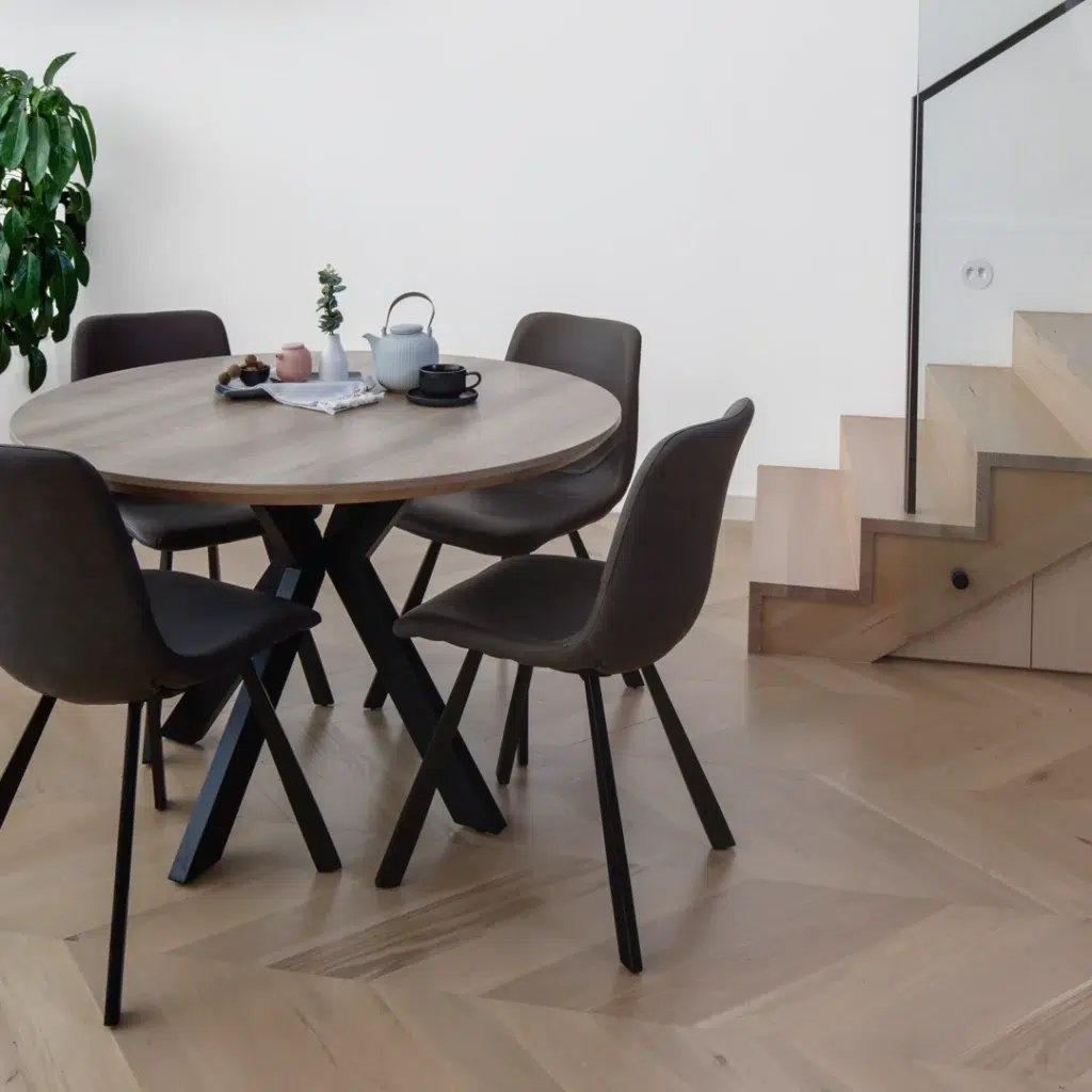 Colin Dining Chairs Antique Grey Set of 2 Black Powder-Coated Legs Faux Leather