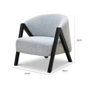 Amaris Armchair Light Grey Fleck Black Oak Durable Fabric Sturdy Construction