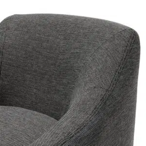 Anya fabric armchair in Graphite Grey with timber wood frame and sleek H-shape design