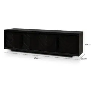 Modern 1.8m textured espresso black TV entertainment unit with storage and cable management