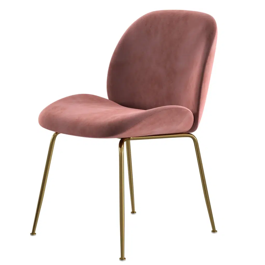 Asta dining chairs blush velvet and gold frame set of 2 modern contemporary style