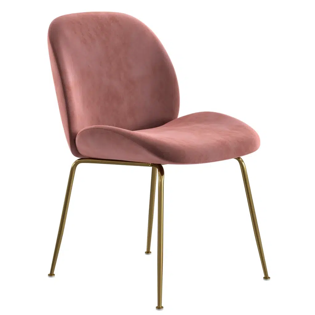 Asta dining chairs blush velvet and gold frame set of 2 modern contemporary style