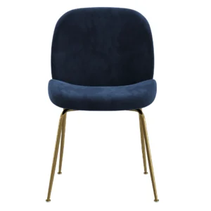 Asta dining chairs in ink velvet with golden legs for modern elegance and comfort