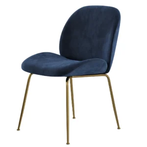 Asta dining chairs in ink velvet with golden legs for modern elegance and comfort