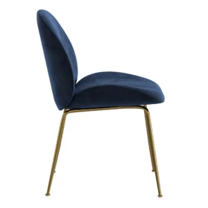 Asta dining chairs in ink velvet with golden legs for modern elegance and comfort