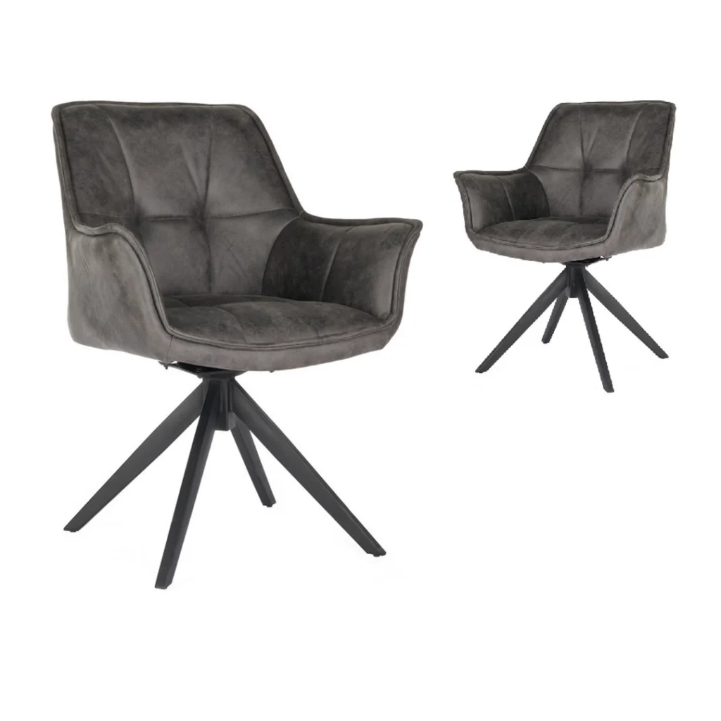 Bella dining chairs grey set of 2 elegant swivel design modern ultrasuede upholstery