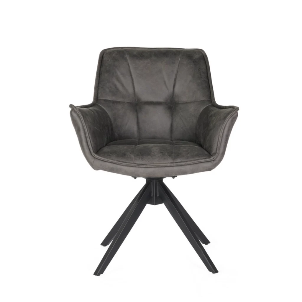 Bella dining chairs grey set of 2 with swivel design and ultrasuede upholstery