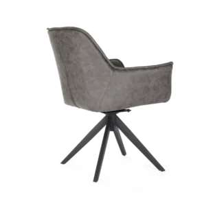 Bella dining chairs grey set of 2 with 180-degree swivel modern powder-coated base