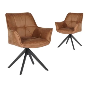 Bella dining chairs cognac set of 2 ultrasuede swivel modern durable