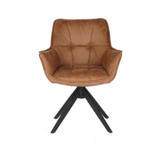Bella dining chairs in cognac set of 2 with swivel feature and ultrasuede upholstery