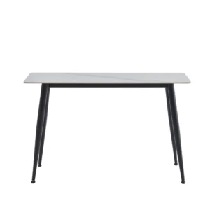 Bentley console table with snow white ceramic top and black metal legs for modern homes