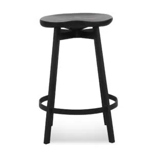 Cooper 65cm bar stool in black with ash wood seat and steel frame for modern interiors