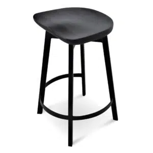 Black Cooper 65cm bar stool with ash wood seat and steel frame for modern spaces