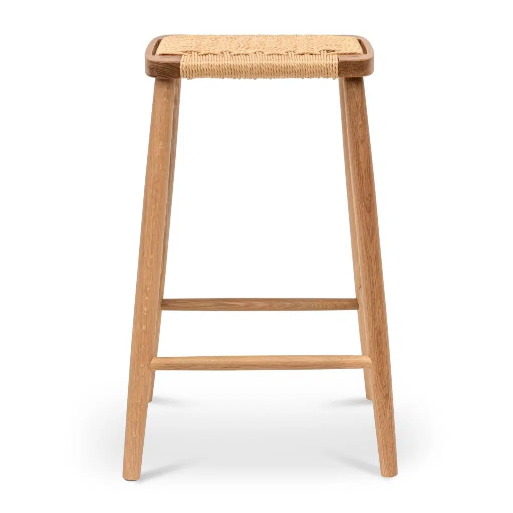 Dahlia 65cm rattan bar stool natural solid oak craftsmanship eco-friendly design