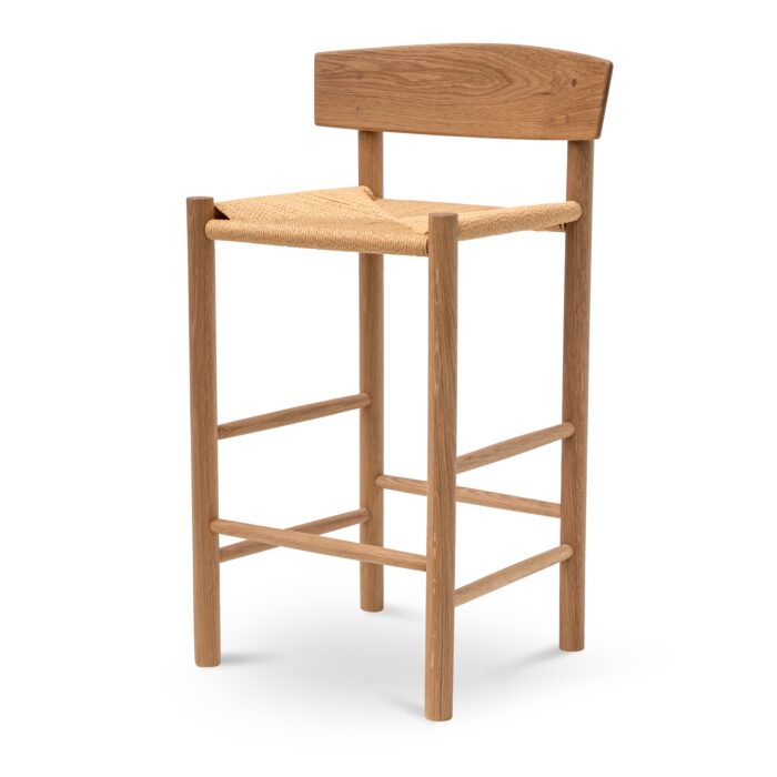 natural oak bar stool 65cm with backrest hand-woven seat kitchen cafe use 80chars