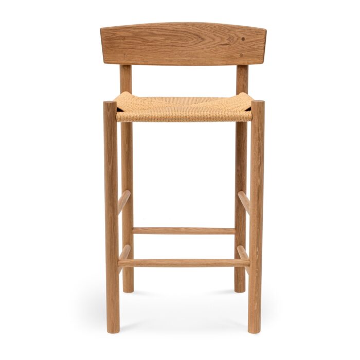 Selene 65cm bar stool natural oak with backrest ergonomic design and woven seat