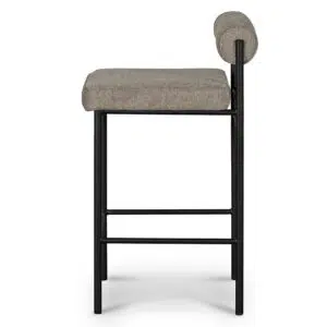 Calla 65cm Fabric Barstools Grey Modern Set of 2 Swivel Ergonomic Design Durable Frame