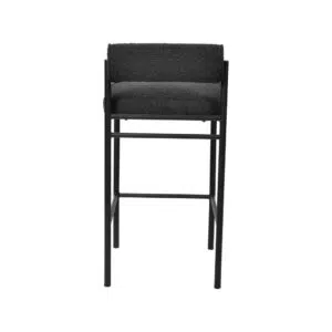 Chloe 65cm Black Boucle Bar Stool Ergonomic Metal Frame Space-Saving