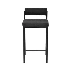 Chloe 65cm black boucle bar stools ergonomic sturdy metal frame space-saving set