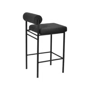 Chloe black boucle bar stools set of 2 with ergonomic backrest and metal frame for modern spaces