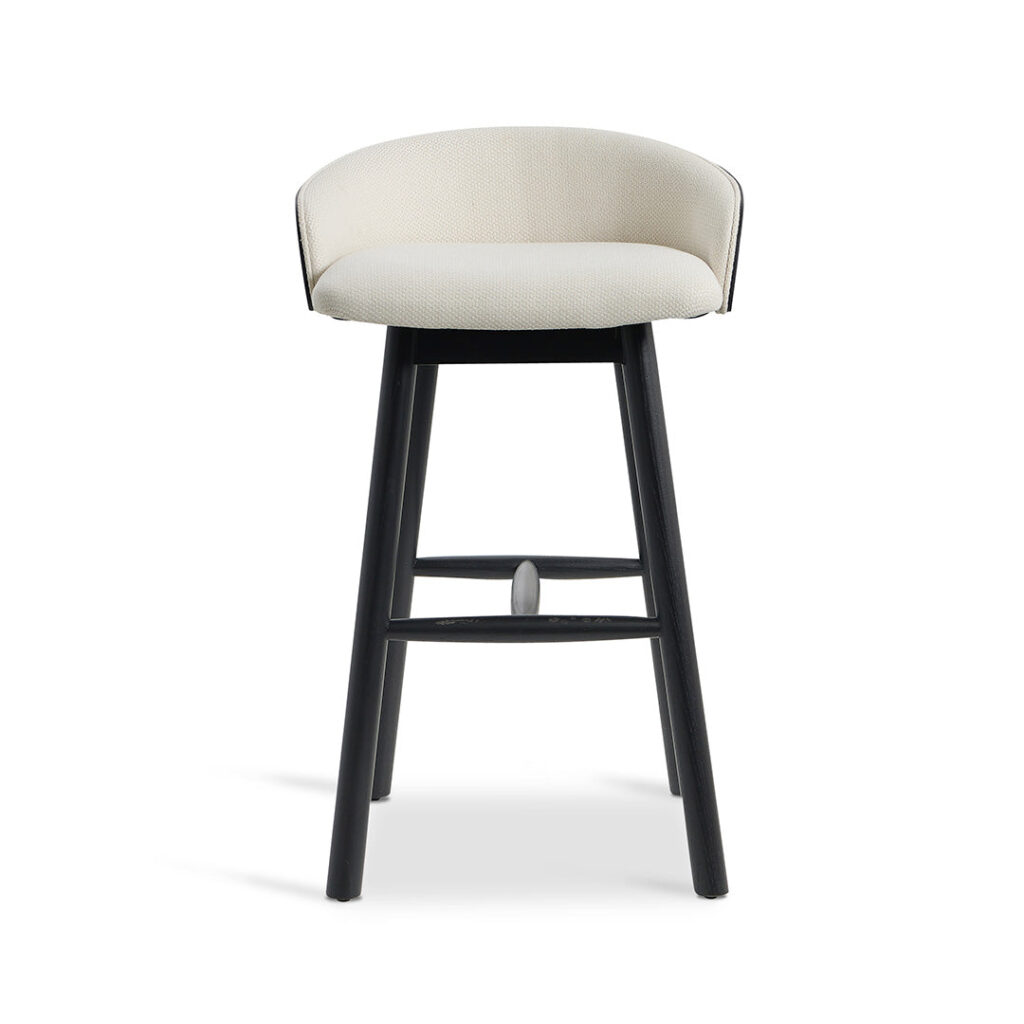 Lavinia 65cm Black Beige Upholstered Bar Stool Modern Kitchen Dining