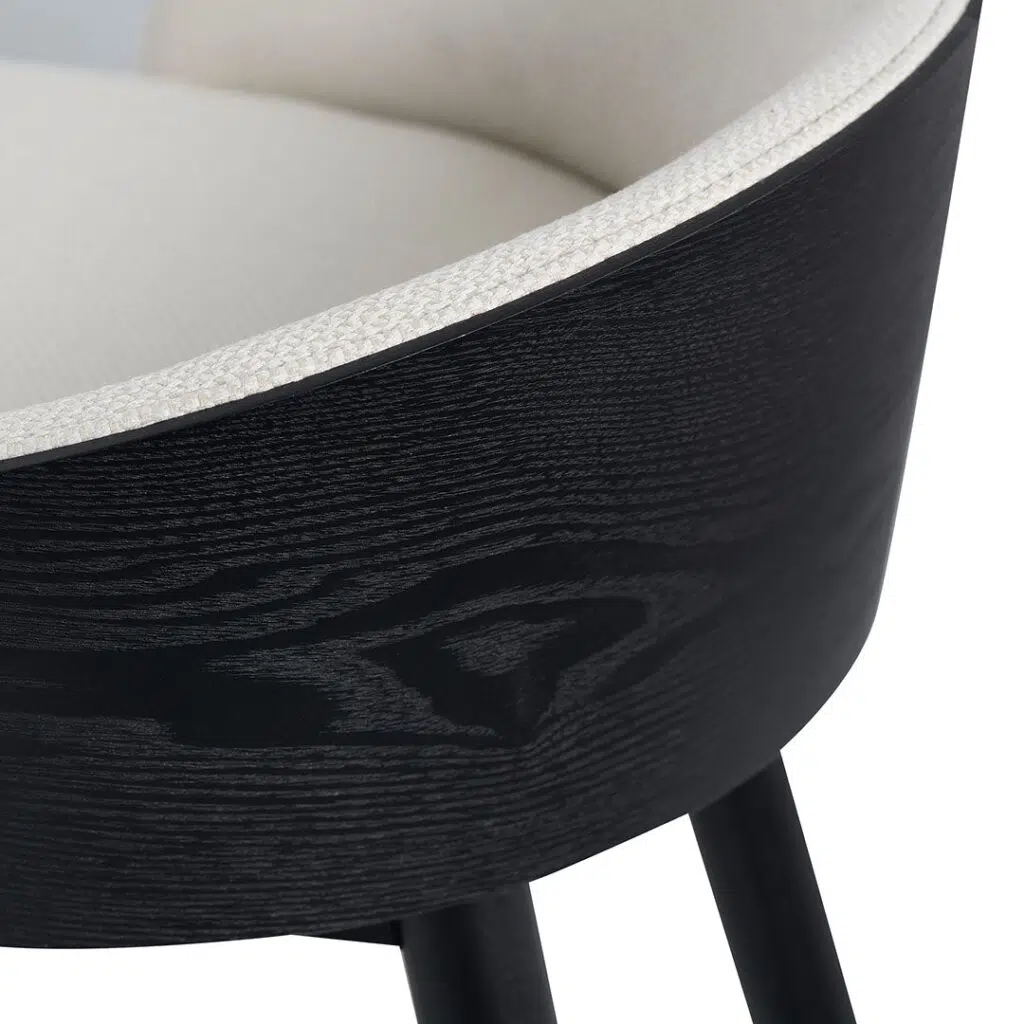 Lavinia 65cm black bar stool with beige upholstery and ergonomic design for modern interiors