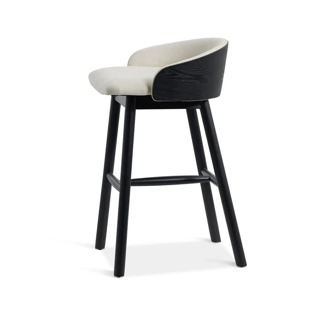 Lavinia 65cm Contemporary Bar Stool Durable Black Beige Ergonomic