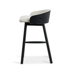Lavinia 65cm Black Bar Stool Beige Upholstery Ergonomic Modern Kitchen Stool