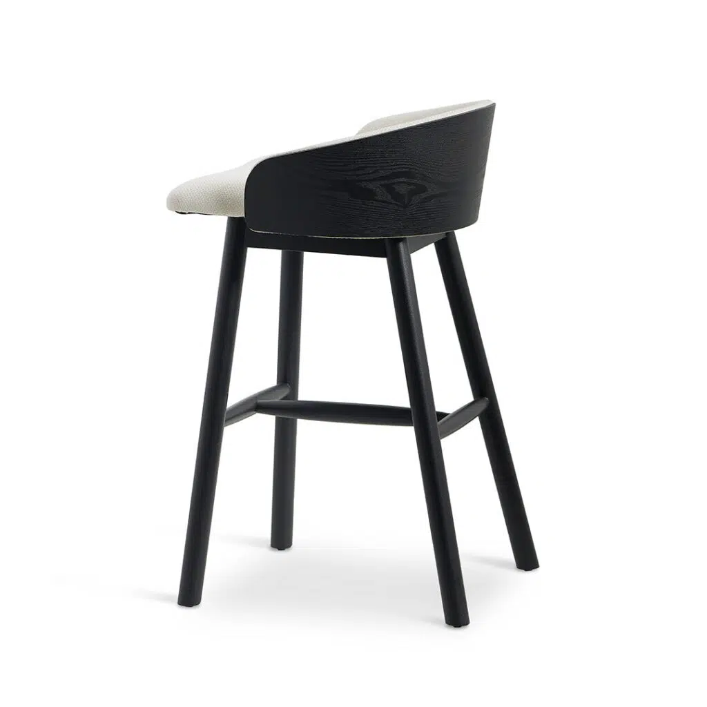 Lavinia 65cm Black Beige Bar Stool Ergonomic Durable Fabric Modern Kitchen Decor