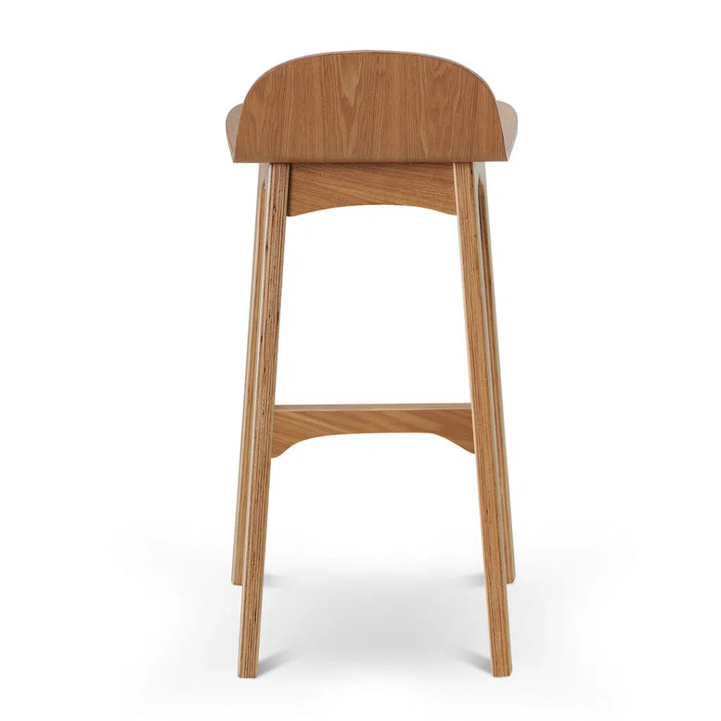 Ava 65cm Bar Stool Natural Ash Wood Seat Solid Legs Ergonomic Comfort