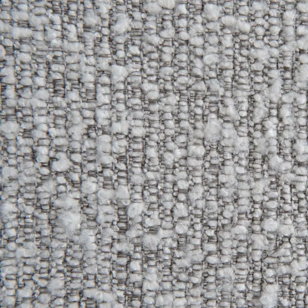 Thalia brushed gold bar stool with silver grey boucle upholstery for modern spaces