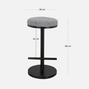 Soren 68cm Black Bar Stool with Graphite Grey Boucle Upholstery