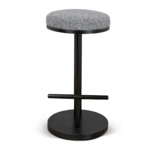 Soren 68cm Black Steel Frame Bar Stool Graphite Grey Boucle Seat