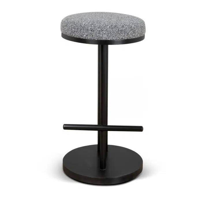 Soren 68cm Black Bar Stool – Graphite Grey Boucle