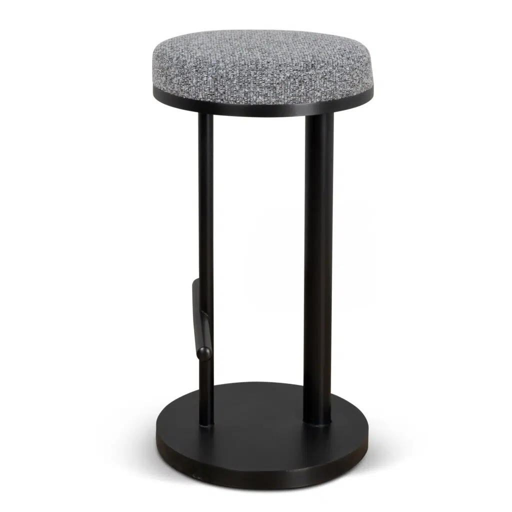 68cm Black Bar Stool Graphite Grey Boucle Stainless Steel Frame Ergonomic Non-Slip Kitchen Café Use