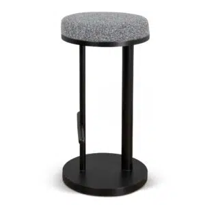 68cm Black Bar Stool Graphite Grey Boucle Stainless Steel Frame Ergonomic Non-Slip Kitchen Café Use