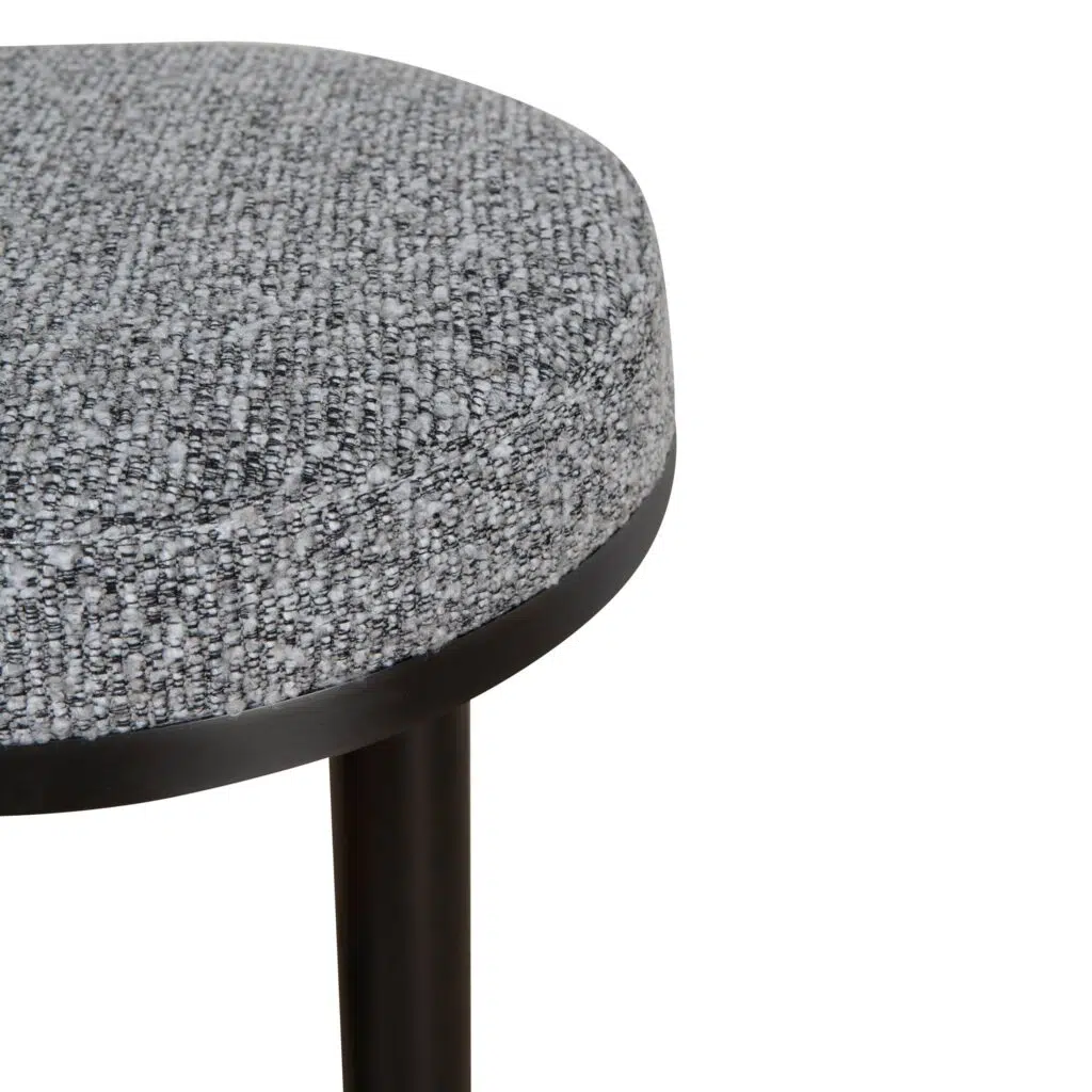 68cm black bar stool with graphite grey boucle fabric corrosion-resistant stainless steel frame ergonomic design for kitchen home bar commercial use