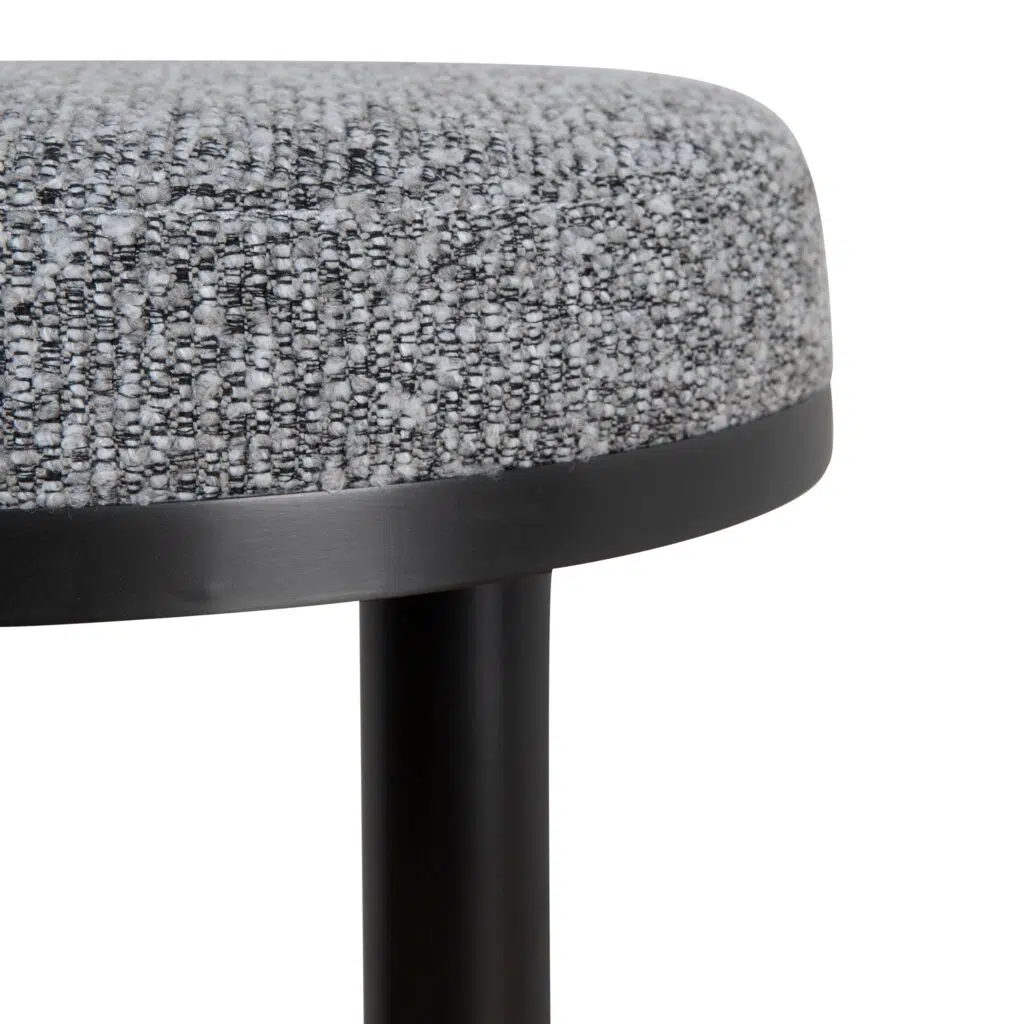 68cm Black Bar Stool Graphite Grey Boucle Sturdy Steel Frame Ergonomic