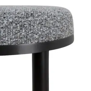 68cm Black Bar Stool Graphite Grey Boucle Sturdy Steel Frame Ergonomic